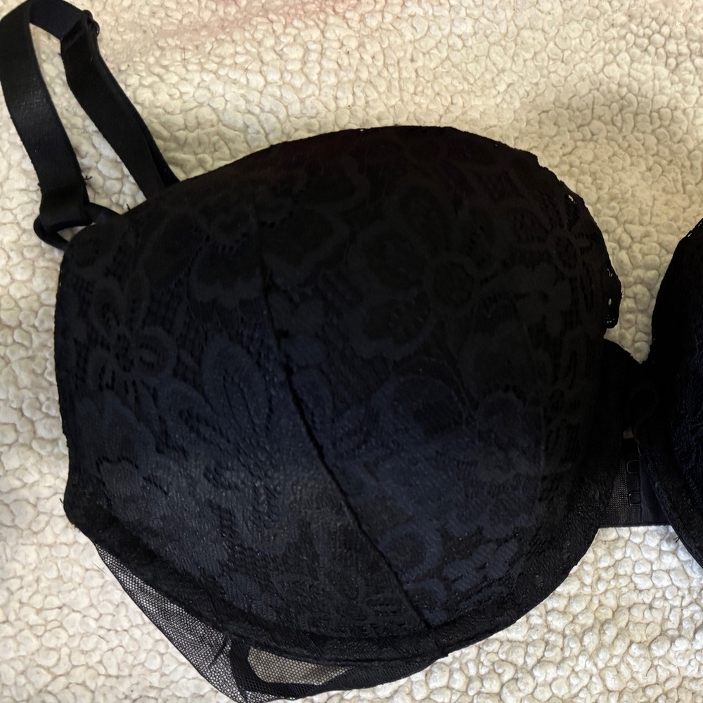 PINK Victoria’s Secret Black Lace Push-Up Bra-size 34DD - Picture 3 of 4
